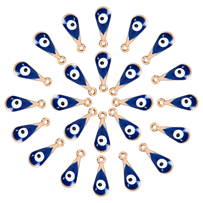 Encantos de esmalte de aleación chapados en oro claro, lágrima con mal de ojo, sin plomo y cadmio