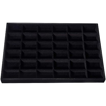 Wooden Earring Displays, Covered with Velvet, Rectangle
