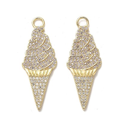 Brass Micro Pave Cubic Zirconia Pendants, Long-Lasting Plated, Ice Cream