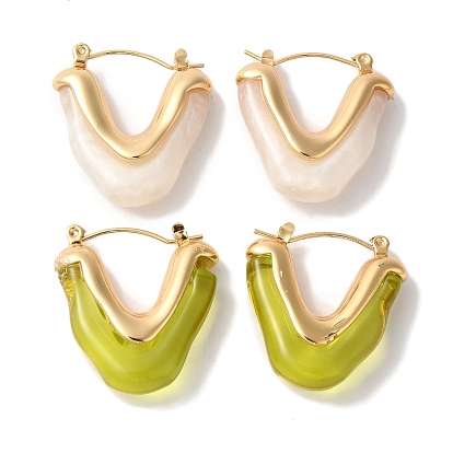 Золотое ионное покрытие (IP) 304 серьги-кольца из нержавеющей стали для женщин, cmолой, v-образный