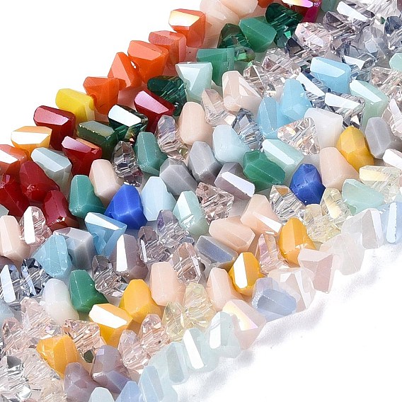 Mixed Styles Electroplate Glass Beads Strands, Triangle, AB Color Plated, Faceted