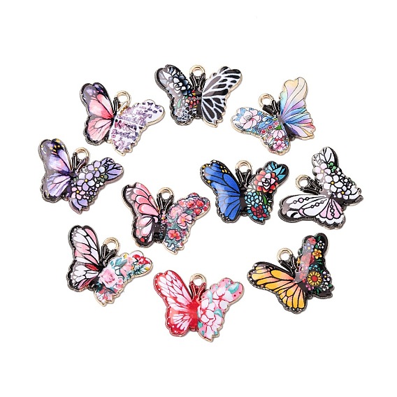 Подвески из эмали и сплава, бабочка, золотые