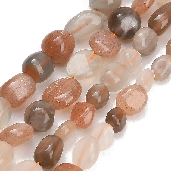 Natural Multi-Moonstone Beads Strands, Nuggets, Tumbled Stone