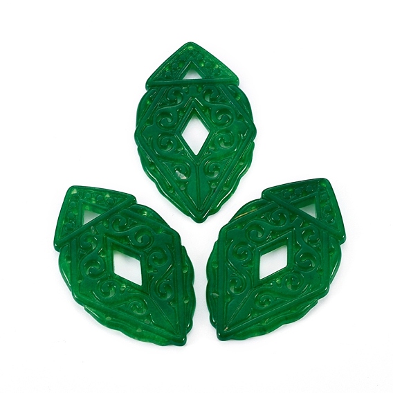 Natural Dyed Jade Big Pendants, Leaf