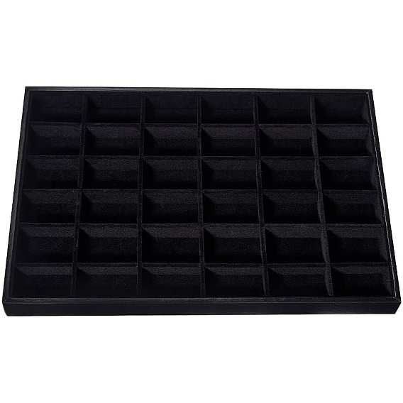 Wooden Earring Displays, Covered with Velvet, Rectangle