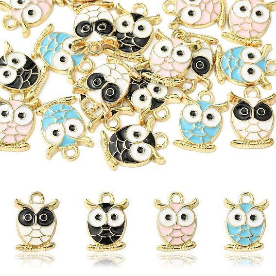 20 шт 4 цвета сплава эмалевые подвески, очарование совы, золотые