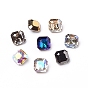 K9 Glass Rhinestone Cabochons, Pointed Back, Faceted, Square
