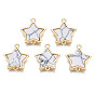 Brass Connector Charms, with Synthetic Stone, Cadmium Free & Nickel Free & Lead Free, Real 18K Gold Plated, Star