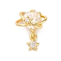 Micro cuivres ouvrent pendentifs zircone cubique, sans cadmium et sans nickel et sans plomb, coeur avec breloques étoiles