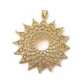 Латунные микропаве прозрачные подвески с фианитом, солнечные чары, долговечный, стойки покрытие, без свинца и без кадмия