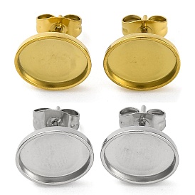 Ионное покрытие (ip) 304 детали серьги-гвоздики из нержавеющей стали, овальные