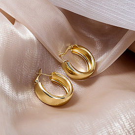 Minimalist Metal Hoop Earrings with Unique Design and Gold Finish
