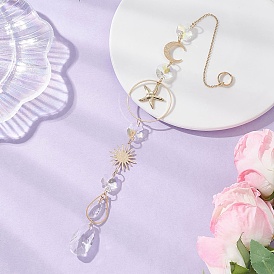 Стеклянные подвесные ловцы солнца, с латунным звеном и 304 подвесками в виде морских звезд из нержавеющей стали, создатель радуги, для наружного украшения сада