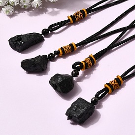 Подвески и ожерелья из натурального турмалина, с нейлоновой веревкой для женщин, самородки