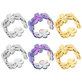 304 кольцо из нержавеющей стали с цветочным узором, унисекс простое регулируемое отверстие