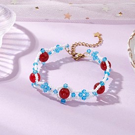 Браслеты из натурального сердолика, браслеты из стеклянных бусин для женщин