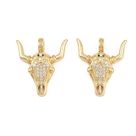 Латунные микро проложить кубического циркония подвески, амулеты в виде коровьей головы, стойки покрытие, без кадмия и без свинца, долговечный, реальный 18 k позолоченный