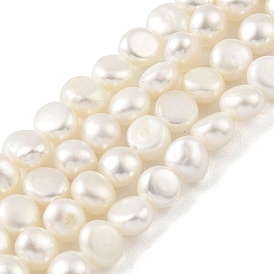 Natural Cultured Freshwater Pearl Beads Strands, Two Sides Polished