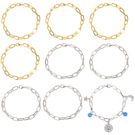 20шт. 2 браслеты из железной проволоки и цепи для женщин и мужчин, с застежкой омар коготь