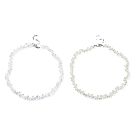 Colliers de perles de larme de verre, 304 bijoux en acier inoxydable pour femmes