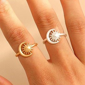 Латунные манжеты с открытыми кольцами, луна с солнцем