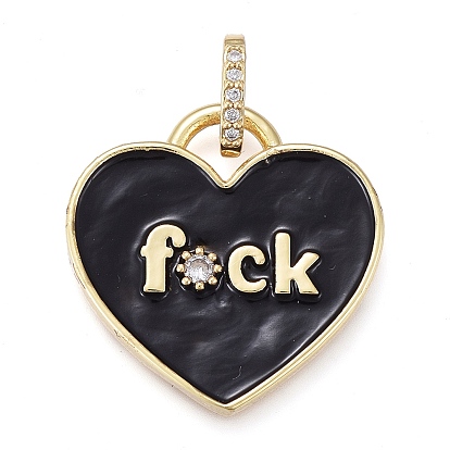 Латунный кулон с микропаве из циркония, с эмалью, долговечный, реальный 18 k позолоченный, сердце со словом