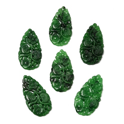 Натуральные бирманские нефритовые кабошоны, окрашенные красителем, вырезанный лист