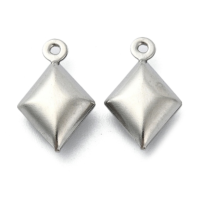 Pendentifs en acier inoxydable, charmes de losange