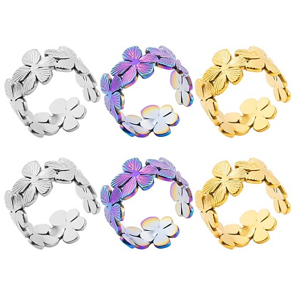 304 кольцо из нержавеющей стали с цветочным узором, унисекс простое регулируемое отверстие