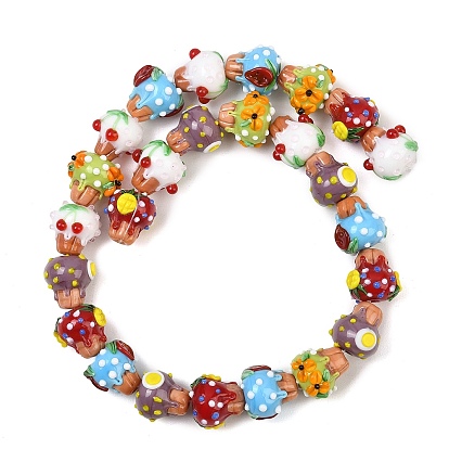 Handmade Bumpy Lampwork Beads, Cupcake