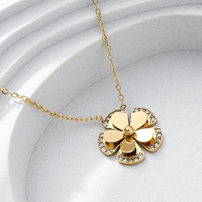 304 ожерелья из нержавеющей стали с кристаллами и стразами в виде цветов, ионное покрытие (ip)