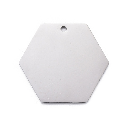 Pendentifs en acier inoxydable, estampillage d'une étiquette vierge, hexagone