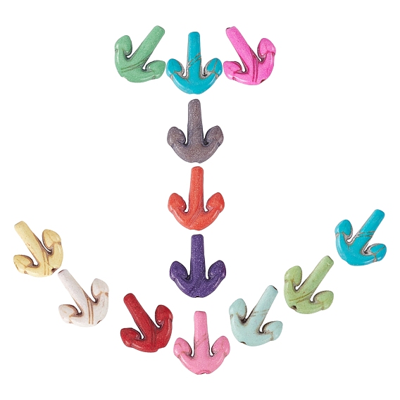 100Pcs Anchor Synthetic Turquoise Beads, with 10.93 Yards Elastic Thread for DIY Stretch Bracelets Making Kits