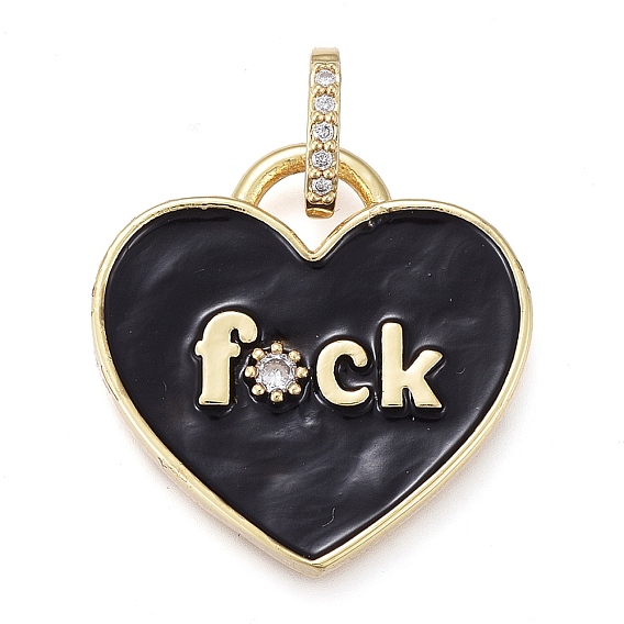 Латунный кулон с микропаве из циркония, с эмалью, долговечный, реальный 18 k позолоченный, сердце со словом