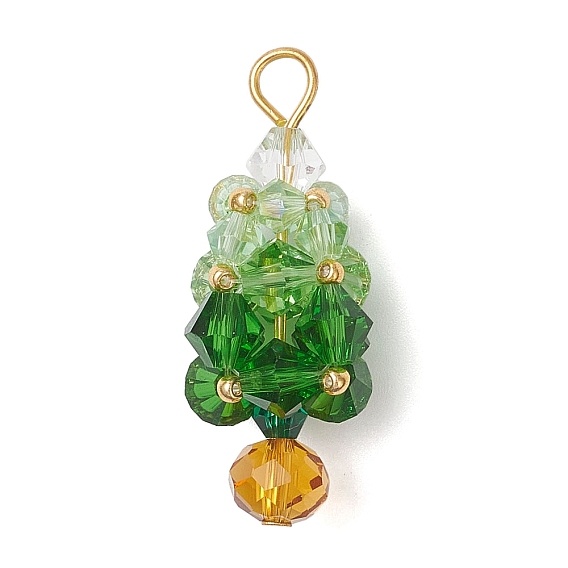 Стеклянные подвески, Рождественские елки, с золотой железной петлей, граненые