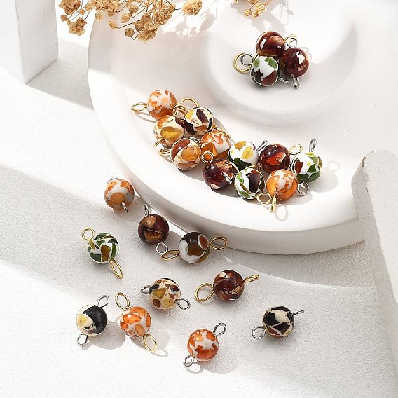 24шт. синтетические янтарные звенья соединительные подвески, круглые