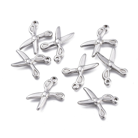 Pendentifs en acier inoxydable, forme de ciseaux