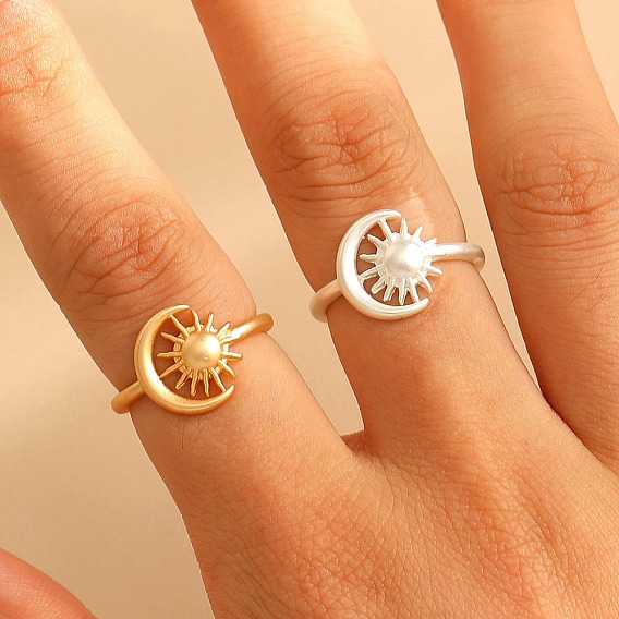 Латунные манжеты с открытыми кольцами, луна с солнцем