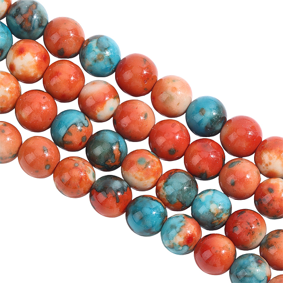 2 нити из синтетического белого нефрита, круглые бусины, окрашенные