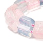Natural Rose Quartz & Aquamarine Beads Strands, with Seed Beads, Faceted Column