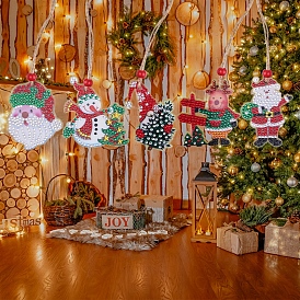 DIY Christmas Diamond Painting Pendant Decoration Kit, Including Acrylic Board, Resin Rhinestones Bag, Diamond Sticky Pen, Tray Plate & Glue Clay