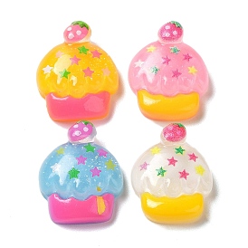 Translucent Resin Decoden Cabochons, Cupcake with Star