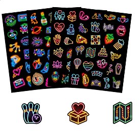 100Pcs Paper Waterproof Stickers, Laser Stickers, Self-adhesive Decals, for Suitcase, Skateboard, Refrigerator, Mixed Shapes