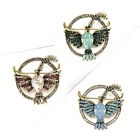 Peach Dove in the Ring Alloy Rhinestone Brooch for Backpack Clothes