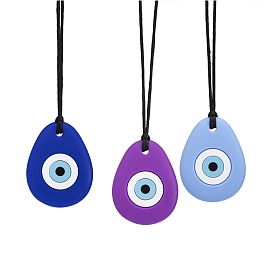 Evil Eye Food Grade Eco-Friendly Silicone Pendants, Chewing Beads For Teethers, DIY Nursing Necklaces Making