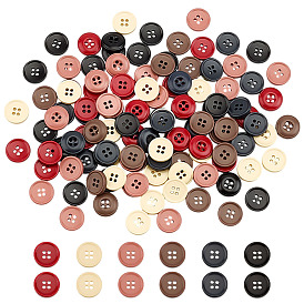 120 шт 6 цвета 4 пуговицы из пластмассы с отверстиями, плоско-круглые