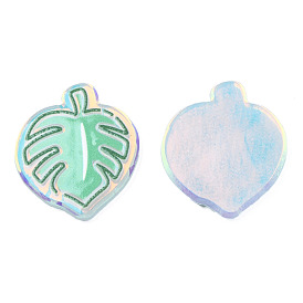 Transparent Printed Acrylic Cabochons, Monstera Leaf