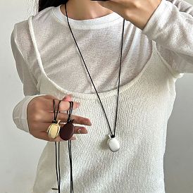 Кулон в форме винного кувшина из сплава, черный вощеный шнурок, регулируемая длинная цепочка для женщин