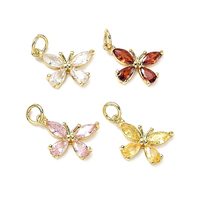 Бабочка латунь микро проложить кубического циркония подвески, стойки покрытие, долговечный, без кадмия и без свинца, золотые, с целью перехода в кольце