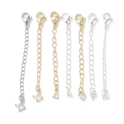 Удлинитель цепи из прозрачного кубического циркония из латуни с микропаве